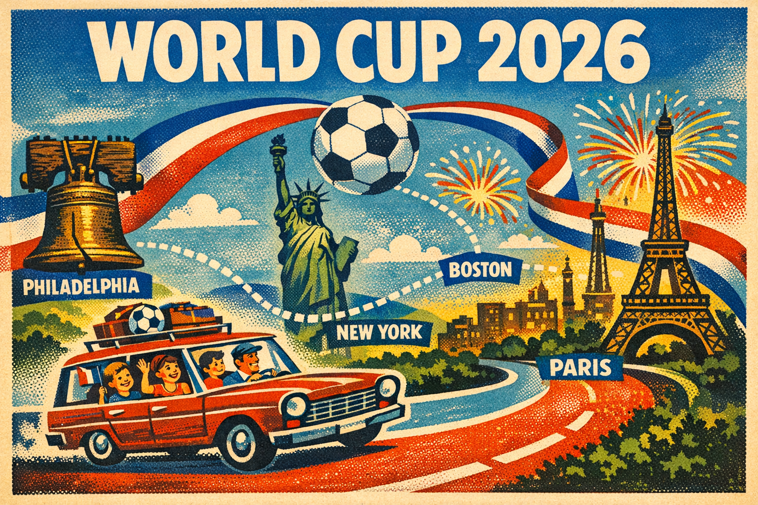 World Cup 2026 vintage travel poster